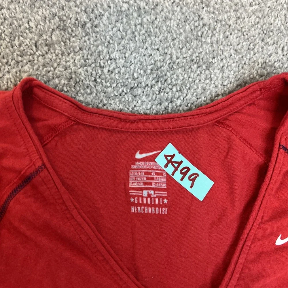 MLB All-Star Game Shirt Womens Large Red‎ 2010 Baseball Nike V Neck Anaheim